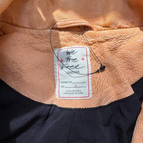 New Free People Jealousy Leather Moto Jacket We The Free Camel Brown Small - Picture 8 of 12